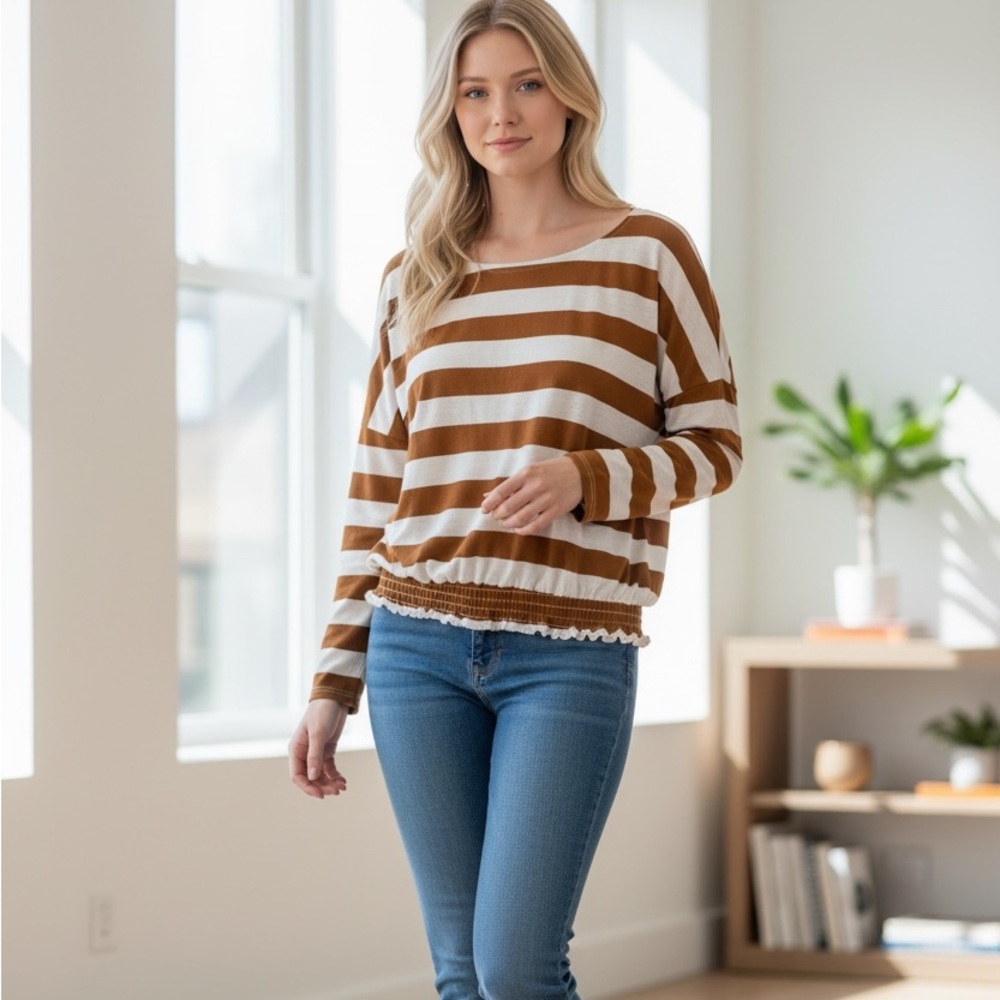 Peyton Jensen long‎ sleeve striped top